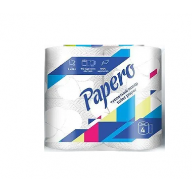 Туалетная бумага целлюлозная Papero 3-слойная 4 рулона